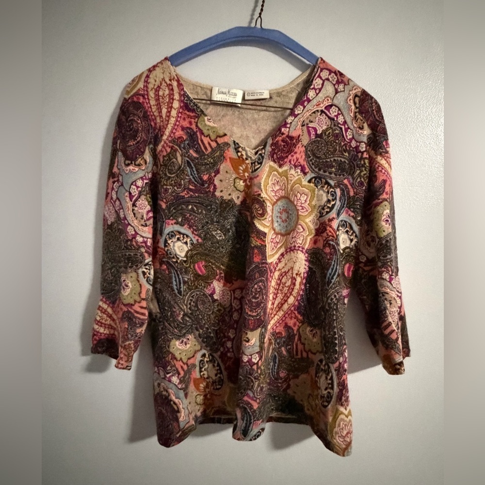 Neiman Marcus Multicolor Cashmere Sweater